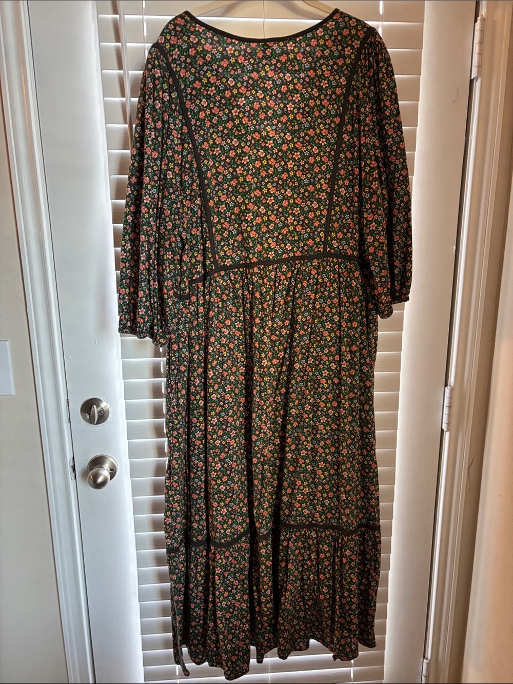 XXL Old Navy Black Floral 3/4-Sleeve Maxi Dress - Picture 6 of 7